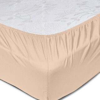 أمال Home Delight Fitted sheet set/3 Queen size –  100% Cotton Light Weight Everyday Use 144 TC High Quality 1 Bed Sheet 160×200+33cm, 2 Pillow Case 50x75cm – Beige Cotton Beige