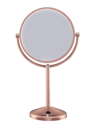 أمال مرآة متينة ومتعددة الأغراض بتصميم كلاسيكي مع حامل للاستخدام في الحمام أو للزينة وردي