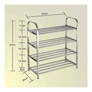 المفرج رف أحذية ستانليس ستيل 4 أرفف فضي