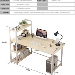 زويهاو مكتب كمبيوتر منزلي حديث بسيط طاولة دراسة مع 4 أرفف طبقات 110x60x111 سم