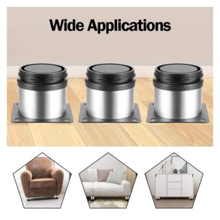 Arabest Furniture Cabinet Round Metal Legs, 4 Pcs Adjustable Stainless Steel Legs, Adjustable Feet Round with Screws Furniture DIY Set for TV Stand, Sofa, Cabinet