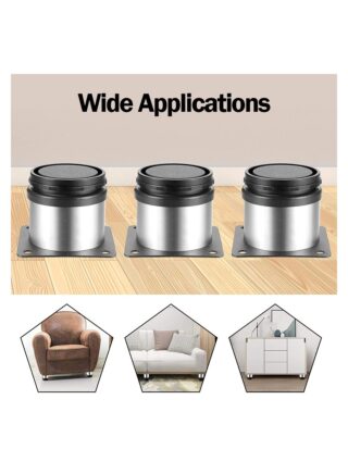 Arabest Furniture Cabinet Round Metal Legs, 4 Pcs Adjustable Stainless Steel Legs, Adjustable Feet Round with Screws Furniture DIY Set for TV Stand, Sofa, Cabinet