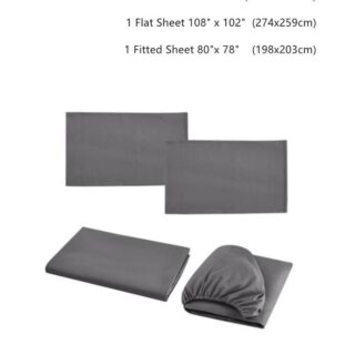 MIXDE 4-Piece King Size Premium Soft Washable Sheet Fitted Set Dark Grey