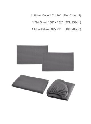 MIXDE 4-Piece King Size Premium Soft Washable Sheet Fitted Set Dark Grey