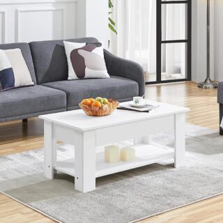 AnneFish Lift Top Coffee Table 100*50*42cm with Hidden Compartment and Storage Shelves Lift Tabletop Modern Furniture for Home Living Room