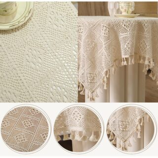 LEOKOR Cotton Tassel Table Cloth 110cm