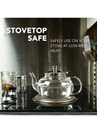 1 تشيس إبريق شاي من البوروسيليكات مزود بمصفاة شاي من الستانلس ستيل المقاوم للحرارة شفاف/فضي 1500ملليلتر