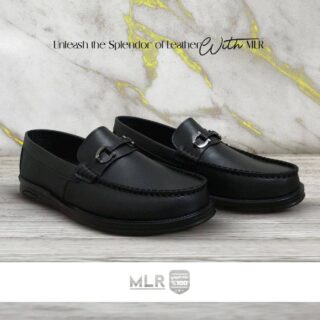 حذاء MLR جلد طبيعي أصلي وفرش طبي مريح اللون اسود مع حلية حديد