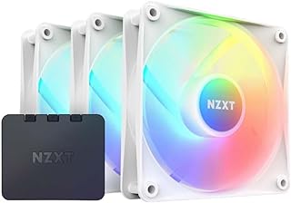 NZXT مجموعة ثلاثية النواة F120 RGB – 3 × 120 ملم مراوح RGB مثبتة على محور مع وحدة تحكم RGB – 8 مصابيح LED قابلة للعنونة بشكل فردي – شفرات شبه شفافة – ضغط عالي وتدفق هواء – برنامج كام – ابيض