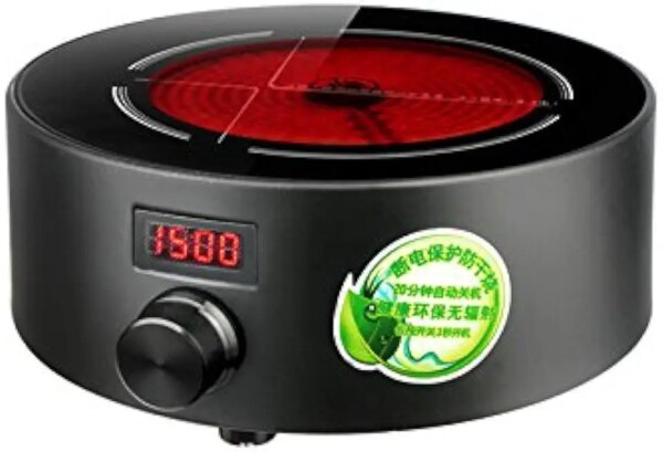 Dedicado tetera eléctrica de cerámica de la estufa de acero inoxidable inteligeligente Mini Hogar agua hervida té bandeja Accesorios, أسود