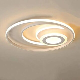 moderna blanca para dormitorio sala de estar comedor acrílico lustre luminaria lampadario araña de techo,Color de pantalla:White Tamaño:Dia 53cm Color de emisión:Remote Dimming (المقاس: قطر 53 سم)