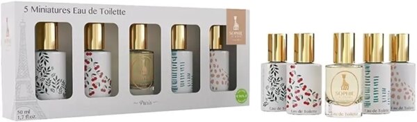 مجموعة عطور او دي تواليت من 5 قطع بتصميم صغير الحجم بسعة 10 مل للأطفال من بارفيومز صوفي لا جيراف