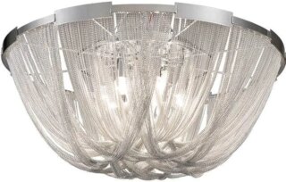 شمعدان ايطالي من Diseño Italian diseño de ingeniería cadena de lujo borla de aluminio cadena hermosa iluminación de candelabro,Color de pantalla:Pendant lamp,Número de lucs:Silver Tamaño:Dia 80cm
