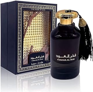 عطر فخر العود بخاخ او دي بارفان من ارض الزعفران (100 مل) عصي خشب الاجار خشب الصندل حار مسكي عبوة فاخرة – من فراج ميد، للجنسين