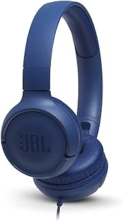 JBL سماعة راس فوق الاذن متوسطة الحجم JBLT500BLU – ازرق، سلكي