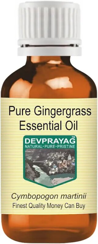 Devprayag Pure Gingergrass Essential Oil (Cymbopogon martinii) Natural Therapeutic Grade Steam Distilled 10ml (0.33 oz)