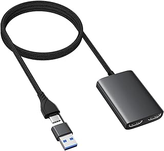 محول USB C/A الى HDMI مزدوج لشاشتين، مقسم عرض ممتد ومحول شاشة انعكاس لجهاز ماك بوك برو اير M1 M2 ويندوز 10 11، عرض 3 شاشات منفصلة، من نالاكال