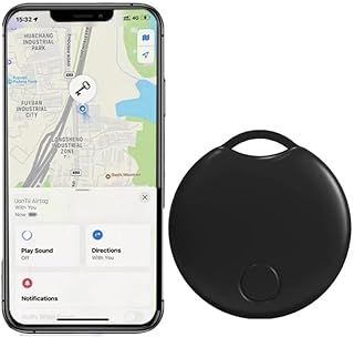 جهاز تتبع ذكي يعمل بتقنية بلوتوث وايرتاج للعثور على الأغراض المفقودة مثل المفاتيح وغيرها عبر تطبيق فايند ماي على أجهزة iOS لتجنب فقدان الأغراض الثمينة (لون أسود، 1 قطعة)