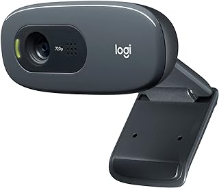 لوجيتيك C270 HD Webcam – كاميرا ويب بجودة 720P/30Fps للمكالمات الفيديو بنسبة عرض شاشة واسعة وتصحيح ضوء HD وميكروفون بخاصية تقليل الضوضاء – تعمل مع و أجهزة الكمبيوتر والماك – رمادي وأسود