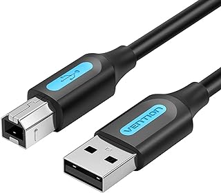 كيبل طابعة بمنفذ USB 2.0 ذكر A إلى ذكر B بسرعة 480 ميجابت لكل ثانية مطلي بالنيكل، حماية مزدوجة من فينشن (USB إلى B (طابعة) بطول 15 متر)