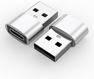 محول USB الى USB C من ديسينكلوبو، محول شاحن من النوع C انثى الى USB A ذكر لايفون 11 12 13 14 15 بلس ماكس، ايربودز، ايباد اير 4 5 ميني 6، جالكسي S23 S21 S22 (فضي)