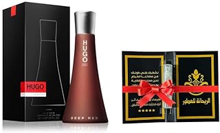 مجموعة من ريحانا تتكون من عطر ديب ريد او دي بارفان سبراي للنساء من هوغو بوس، 90 مل وعينة من بيور باتشيولي من برغيموت 5 مل