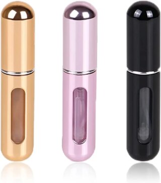 حاوية بخاخ عطر صغيرة قابلة لاعادة الملء للسفر، علبة مضخة عطر محمولة، زجاجة بخاخ فارغة للسفر والخروج، 3 قطع، 5 مل (3 قطع)