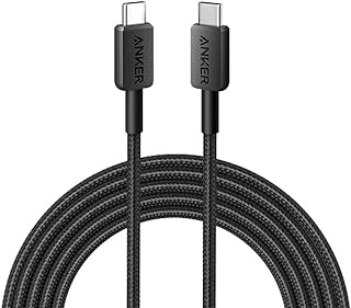 انكر كيبل USB-C الى USB-C بقدرة 60 واط لاجهزة USB-C بطول 1.8 متر، كيبل 322 USB-C الى USB-C – اسود (1.8)، لمحول الشحن