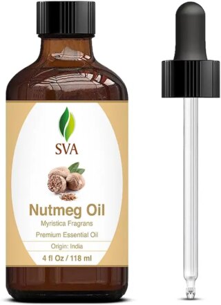زيت جوزة الطيب العطري من اس في ايه 4 اونصة، زيت علاجي ممتاز طبيعي نقي 100% غير مخفف مع قطارة للبشرة والروائح العلاجية والعناية بالشعر