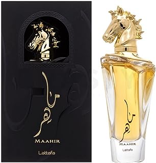 عطور لطافة او دي بارفان ماهير - او دي بارفان 3.4 اونصة؛ عطر جريء وغني؛ مع روائح من خشب الصندل والمسك والفانيليا؛ عطر عربي، للرجال