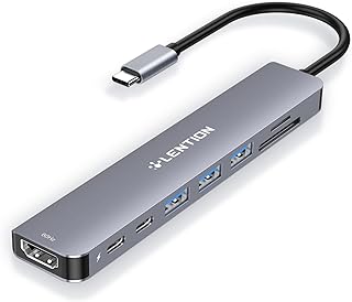 لينشين موزع USB-C 8 في 1 مع HDMI 4K 60Hz وتوصيل طاقة 100 واط وبيانات USB C 5Gbps و3 USB 3.0 وقارئ بطاقات microSD وSD لماك بوك برو 2023-2016 وماك اير/سيرفس الجديد وغيرها (CB-CE18s، رمادي سبيس)