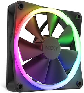 NZXT مراوح F120 RGB – RF-R12SF-B1 – تعديل إضاءة RGB متقدم – تبريد هادئ – مفردة (تتطلب مروحة RGB ووحدة تحكم وغير متضمنة) – مروحة 120 ملم – اسود