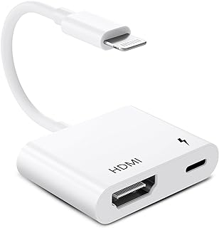 محول HDMI لجهاز iPhone إلى التلفزيون ، 1080p HD AV رقمي (لا حاجة للطاقة التوصيل والتشغيل) شاشة مزامنة متوافق مع 13-12-11 – X 8 iPad iPod to HDTV جهاز عرض شاشة، ابيض، من مسايا