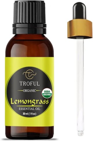 زيت عشبة الليمون العطري العضوي من تروفول، 30 مل – زيت علاجي طبيعي نقي 100% للعلاج العطري وموزع الروائح والعناية بالوجه والشعر والجسم