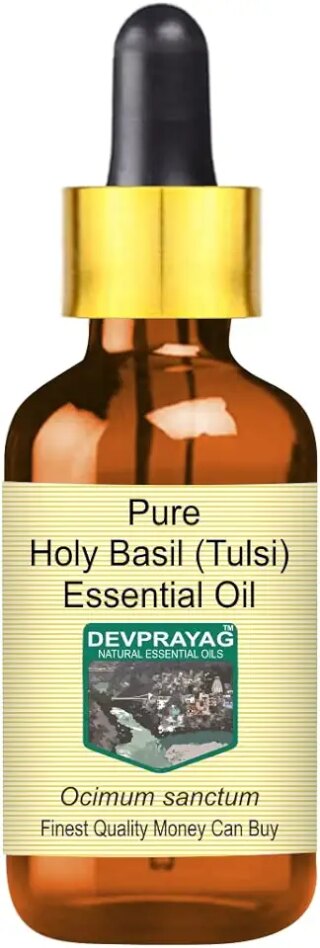 Devprayag Pure Holy Basil (Tulsi) Essential Oil (Ocimum sanctum) with Glass Dropper Natural Therapeutic Grade Steam Distilled 50ml (1.69 oz)