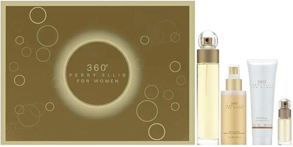 مجموعة عطر او دي تواليت 360 للنساء 100 مل + بخاخ ميست بي 118 مل + جل استحمام 90 مل + 7.5 مل من بيري اليس