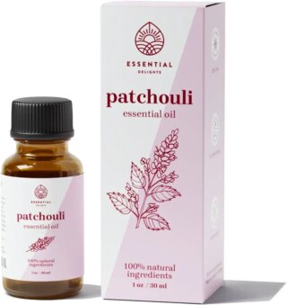 زيت الباتشولي العطري من ايسينشال ديلايتس – نقي 100% ومعتمد (1 اونصة) | زيت الباتشولي العطري المقطر من الدرجة النقية