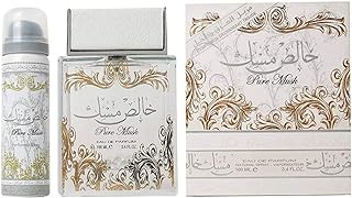 مجموعة عطر بيور مسك للجنسين من لطافة بيرفيومز (بخاخ او دي بارفان 3.4 اونصة + بخاخ معطر للجسم 1.7 اونصة)