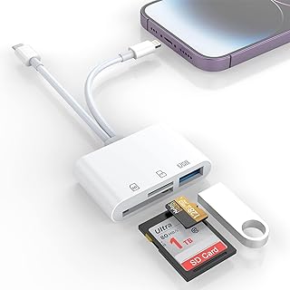 قارئ بطاقات SD لايفون/ايباد، وصلة لايتنينج + USB C الى محول SD/TF ذاكرة مايكرو اس دي اكس سي، مايكرو اس دي اتش سي، اس دي اكس سي، اس دي اتش سي، اس دي اتش سي، بطاقات اس دي، قرص USB، ايفون/ايباد/ماك