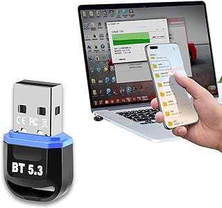 جودتول محول بلوتوث USB بنطاق واسع 20 متر متوافق مع ويندوز 8.1/10/11، دونجل بلوتوث 5.3، لاجهزة الكمبيوتر واللابتوب والكيبورد والماوس ومكبرات الصوت وسماعات الراس (5.3)