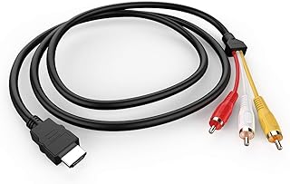 كيبل HDMI الى RCA من اكسيبزي، 1080P 5 قدم/1.5 متر HDMI ذكر الى 3-RCA كابل صوت وفيديو AV محول ارسال للتلفزيون HDTV ودي في دي