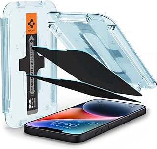 Spigen GLAStR EZ FIT PRIVACY [2 Pack] مصممة لهاتف iPhone 13 Pro MAX واقي شاشة للخصوصية من الزجاج المقوى الفاخر مع تقنية المحاذاة التلقائية، شفاف