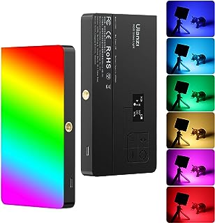 اولانزي مصباح فيديو RGB PL-01، لوحة اضاءة LED محمولة للكاميرا 0-360 الوان كاملة، CRI 95+ 2500-9000 كلفن، اضاءة LED بعدسة عاكسة قابلة لاعادة الشحن 4000mAh للتدوين والتصوير الفوتوغرافي ومؤتمرات الفيديو