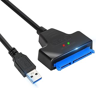 كيبل محول ساتا الى USB SSD 2.5 انش واتش دي دي، محول قرص صلب USB 3.0 الى ساتا 3 من في كوم، دعم UASP ساتا الى كيبل USB كيبل محول ساتا USB الى ساتا محول اتش دي دي الى USB كيبل ساتا SSD- اسود