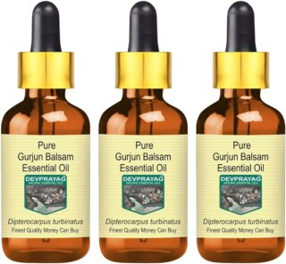 Devprayag Pure Gurjun Balsam Essential Oil (Dipterocarpus turbinatus) with Glass Dropper Natural Therapeutic Grade Steam Distilled (Pack of Three) 100ml X 3 (10 oz)
