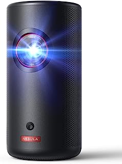 Anker Nebula Capsule 3 Laser 1080p، كبسول ذكي، Wi-Fi، جهاز عرض صغير، لون أسود، محمول وسهل التنقُّل، تقنية Dolby Digital، عرض ليزري، تركيز تلقائي، دقة 120 بوصة، بطارية مُدمجة، 2.5 ساعات تشغيل.