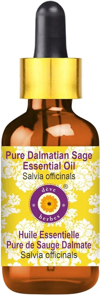 زيت ديف هيربس العطري النقي الدلماسي سيج الأساسي (سالفيا الرسمي) مع قطارة زجاجية طبيعية بدرجة علاجية التقطير بالبخار 2 مل (1.7 جم)