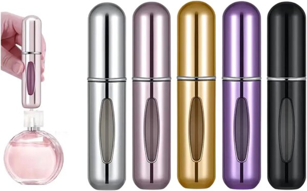 زجاجات بخاخ للعطور، بخاخ عطر قابل لإعادة الملء، زجاجات بخاخ 5 مل، محمولة للسفر والعطلات، للمحفظة، حقيبة اليد، الجيب والأمتعة، 5 قطع (A)