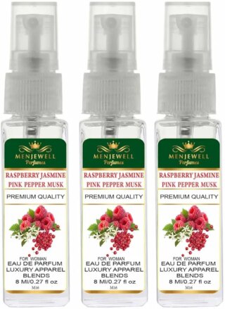Menjewell Raspberry Jasmine Pine Pepper Musk Eau De Parfum For Women| Luxury Apparel Parfum| EDP For Women (Pack Of 3) 8ml