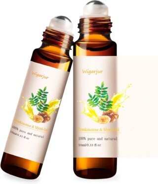 زيت عطري دوار من زيت اللبان والمر العطري – زيت عطري طبيعي 100% وفيتامين C والليمون والباتشولي وإكليل الجبل – عطر طبيعي، معزز للمزاج – للاسترخاء اثناء التنقل 10 مل